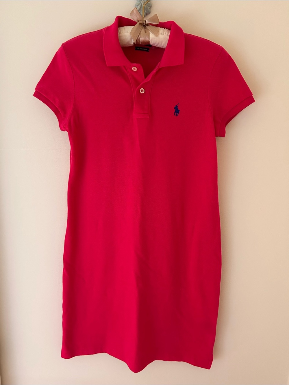 Polo Ralph Lauren “The Mesh Mini” Magenta T-Shirt Dress
Size: S 
Like New
